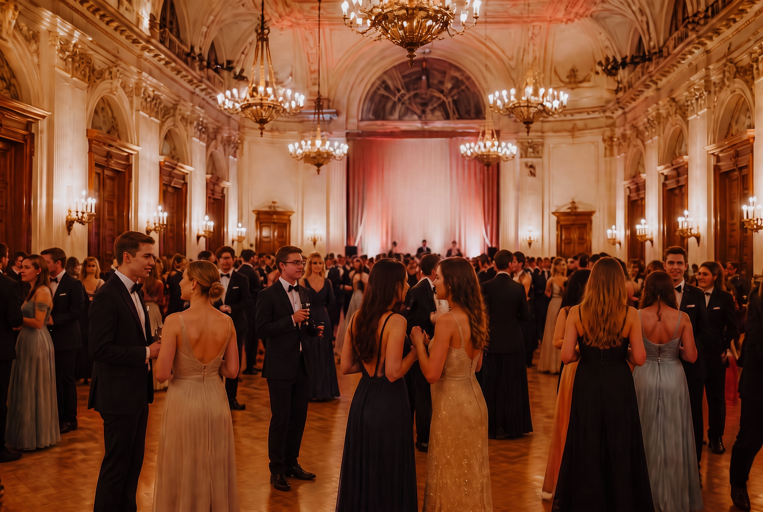 Junges Paar tanzt bei einem eleganten Abiball